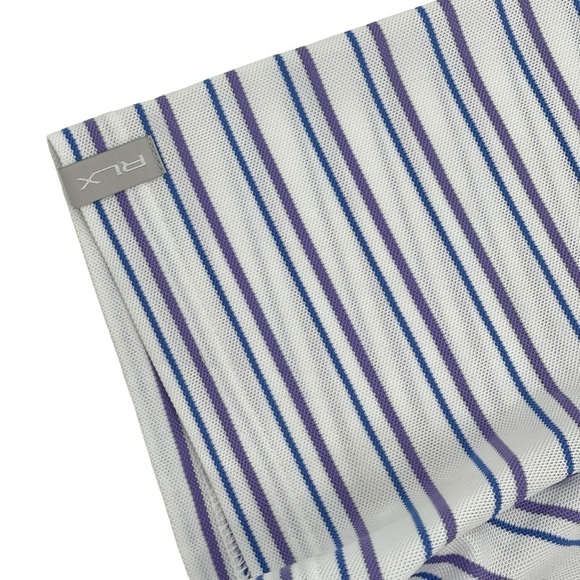 RLX Ralph Lauren Men’s Medium Performance Golf Polo Stripe White purple blue NWT - Picture 5 of 12